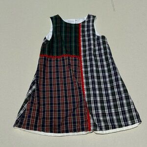 Vintage GLORIMONT plaid color block girls dress